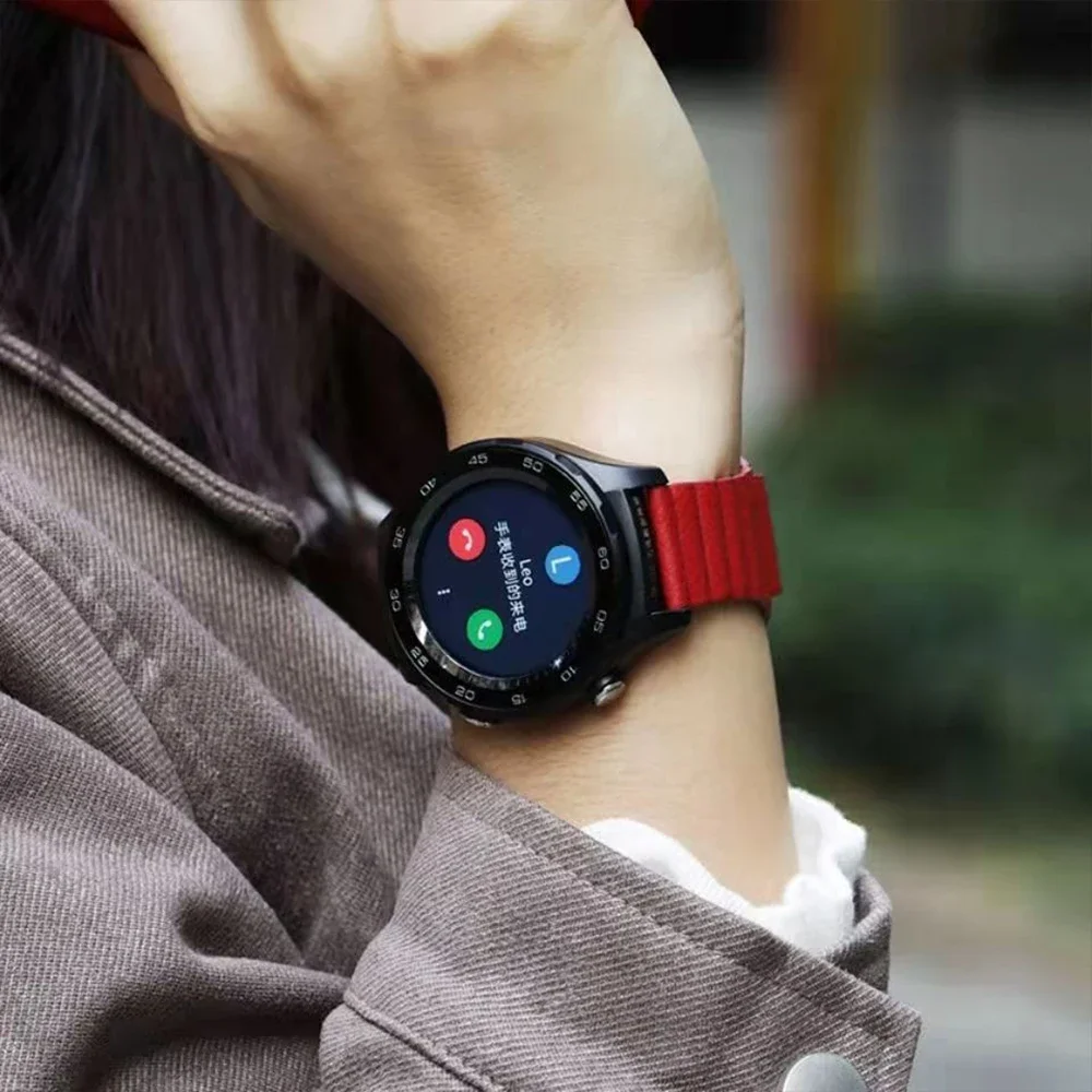 20mm 22mm Magnetic Leather Watchband for Samsung Galaxy Watch 6 5 4 3 41 45mm 42 46mm Active 2 Watch Bracelet Huawei GT 3 2
