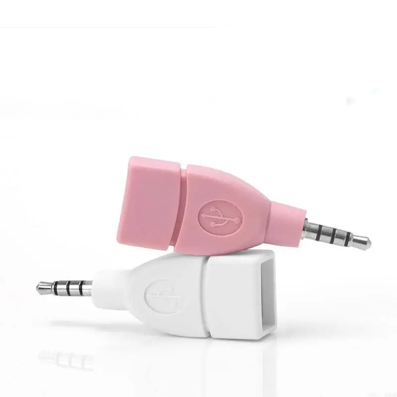 H55F 범용 자동차 컨버터 어댑터 USB 2.0 여성 3.5mm 남성 보조 오디오 오디오 내구성 자동차 플러그 잭 용 어댑터