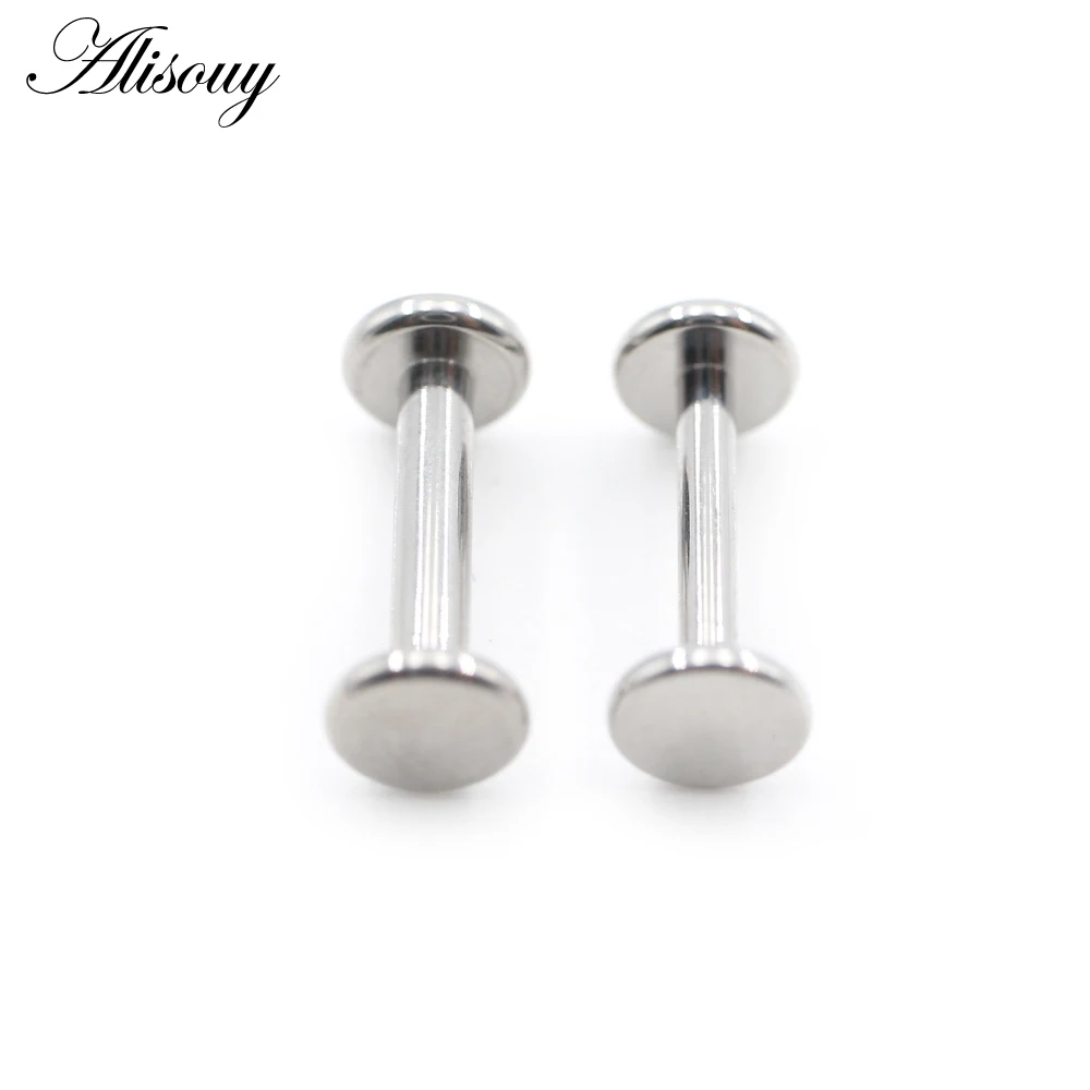 Titanium Anodized Flat Labret Lip Stud and Cartilage Barbell Earrings