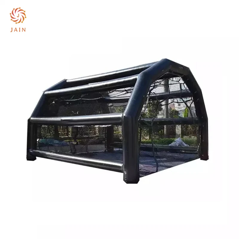 Commercial PVC Inflatable Batting Cages Baseball Sport Games, Black Inflatable Baseball Softball Batting With Pump For Game