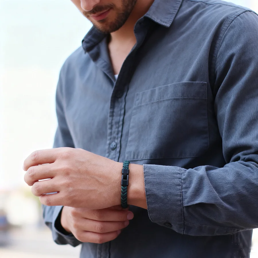 Handmade Braided Rope Men Bracelet Bangle Outdoor Sports