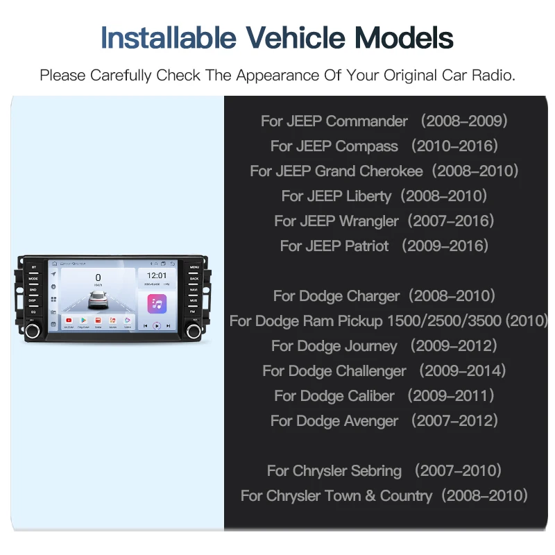 Radio para Auto SZLELV con Carplay Android 15 para Jeep Commander, Cherokee, Wrangler, Dodge, Chrysler Journey, Estéreo Multimedia, GPS, WIFI, 4G, BT 2