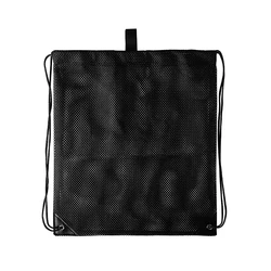 Heavy Duty Black Mesh Drawstring Backpack for Sports and Beach Gear (Black)