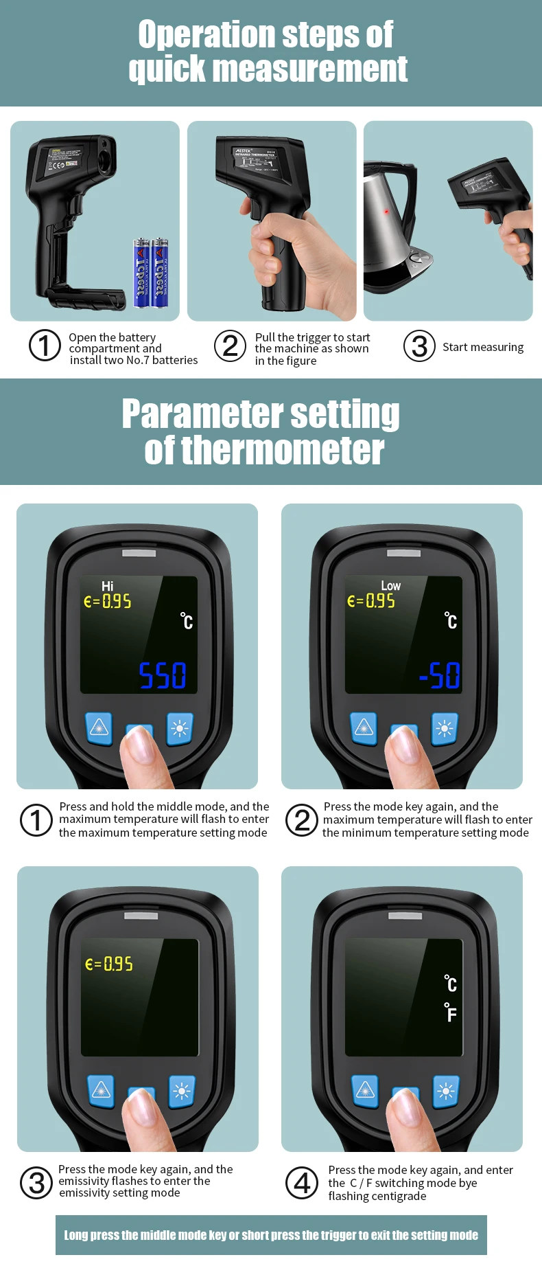 sound meter Infrared Thermometer Temperature Meter Pyrometer Hygrometer Color Screen Home Digital Thermometer Thermal Imager Weather Station portable oscilloscope