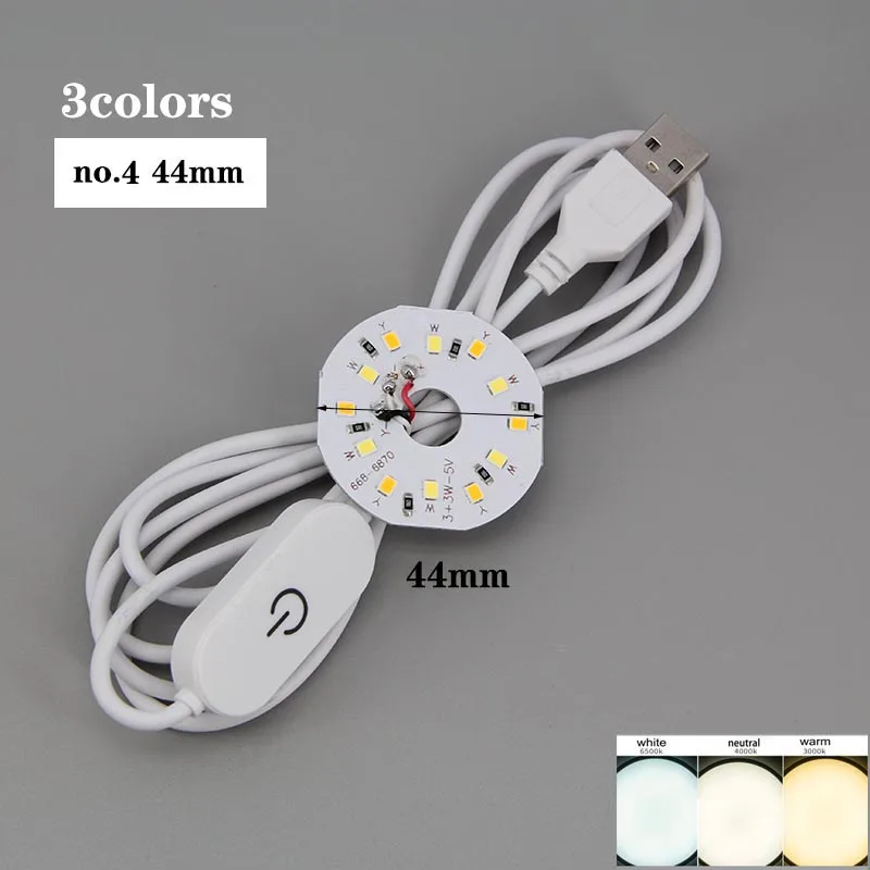 31mm 44mm DC 5V 3W USB LED Lights 2835 chip dimmer Reading Night Light Board Desk Book tablet Lamp touch Switch power cable