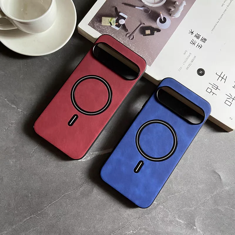 Luxury Suede Sheepskin Leather MagSafe-Compatible Case with Magnetic Wireless Charging