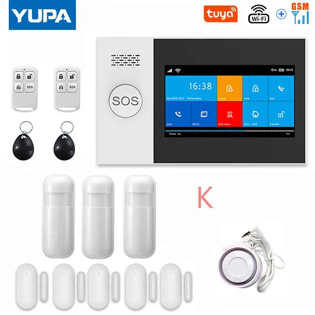 TUYA PG-107 Wifi GSM Home Security Alarm System App Control Remote Control Window Sensor With 1080P IP Camera Smart Alarm Kits SET-K