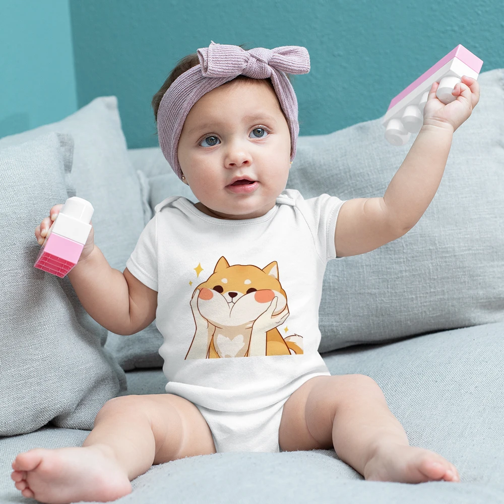 

Cute Dog Print Cartoon Ropa Bebe Niña Kawaii Harajuku Sweet Style Infant Onesie Short Sleeve Home Summer Newborn Baby Clothes