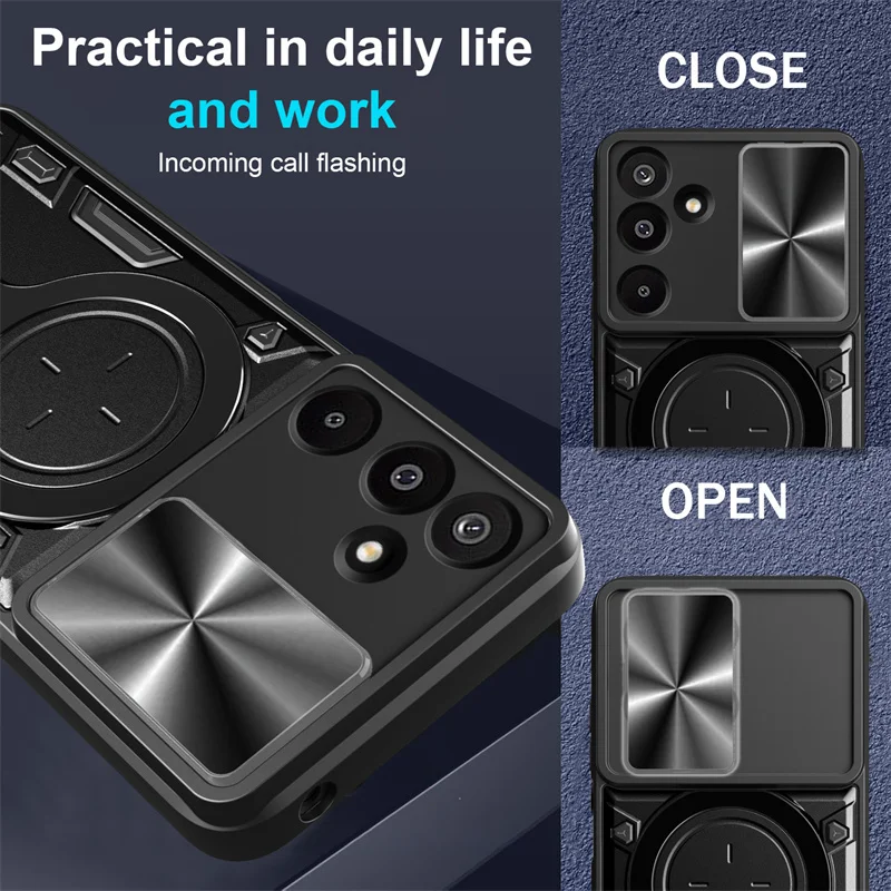 Enhanced Armor Ring Stand Case with Lens Protector Cover