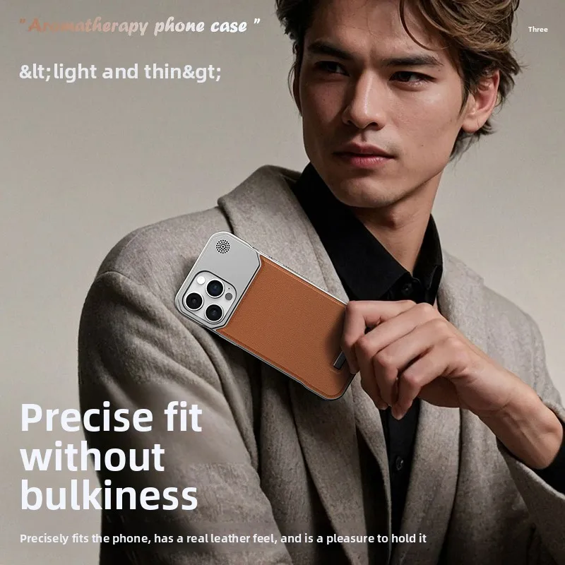 Luxury Magnetic PU Leather Aromatherapy Phone Case with Wireless Charging Capability