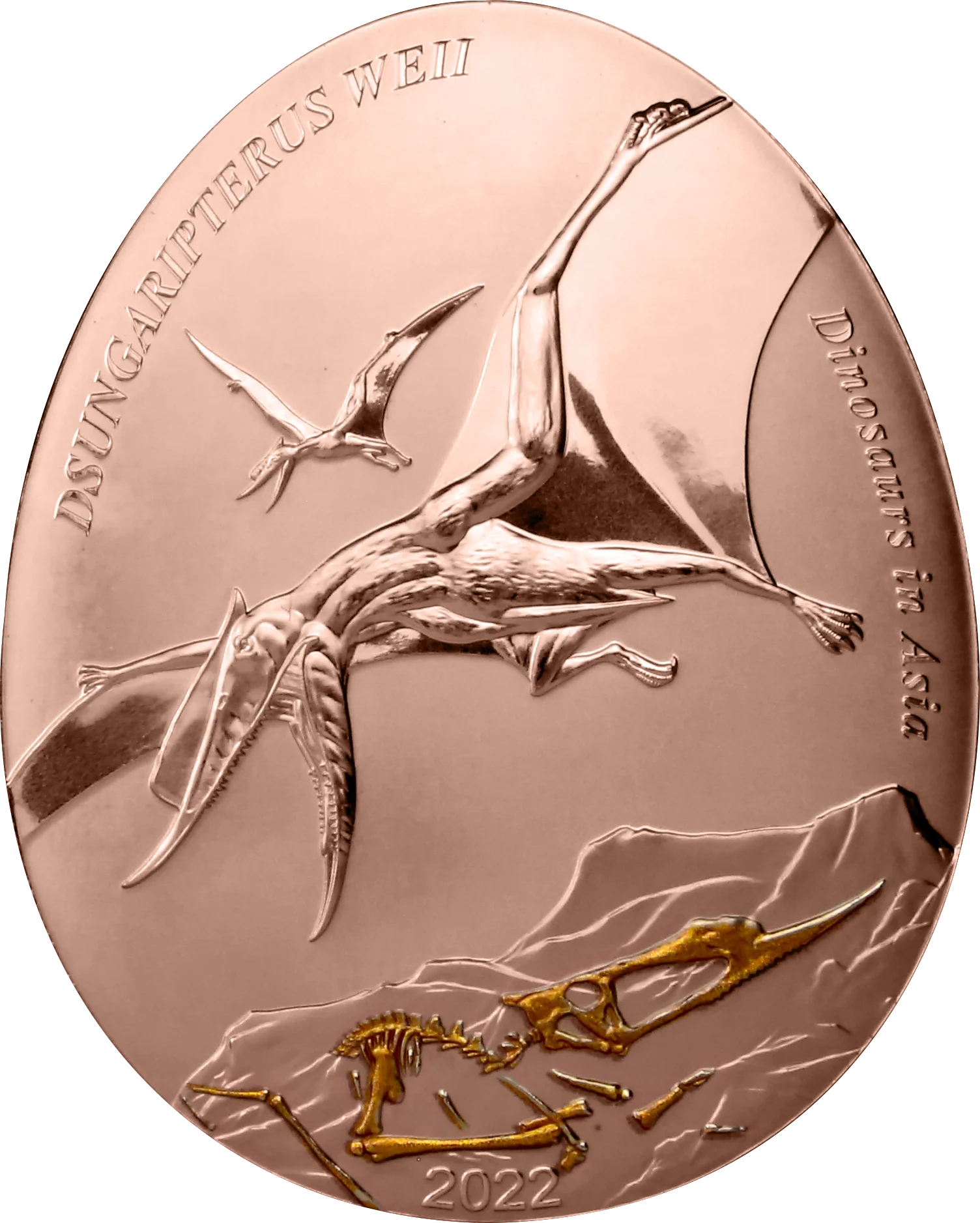 

2022 Samoa Dinosaur Series 4-Pterosaur 20 Points Partial Gold Plated Egg Shape Commemorative Coin Coin UNC