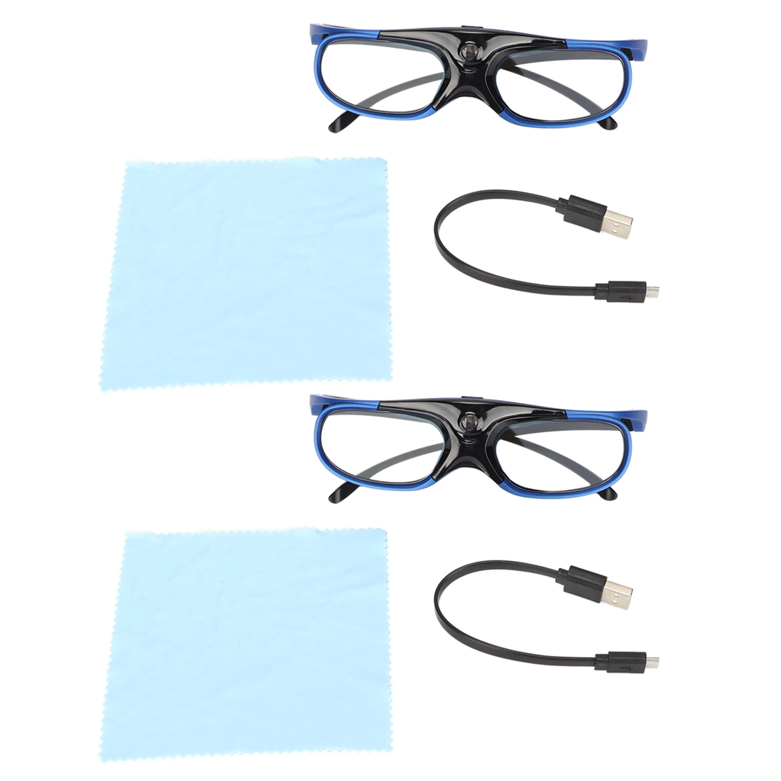 2PCS 3D Glasses DLP Link 3D Glasses 144Hz DLP Link Rechargeable 3D Active Shutter Glasses for All DLP Link 3D Projectors