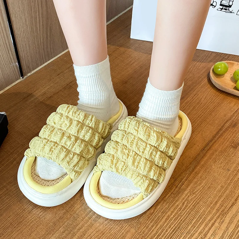 Linen slippers 2023 new men's and women's four seasons universal indoor home home couple non-slip mute cotton and linen slips