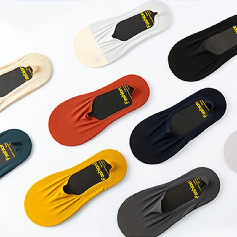 보이지 않는 보트 양말 캐주얼 미끄럼 방지 얕은 코튼 양말 남성용, 3 켤레/묶음, 로우 컷, 노쇼 양말