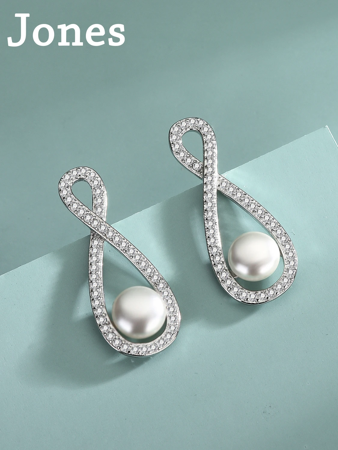 

Europe And The United States Earrings Creative Infinity Large Eight 8 Word Atmosphere Simple Fashion S925 Sterling Silver Pearl