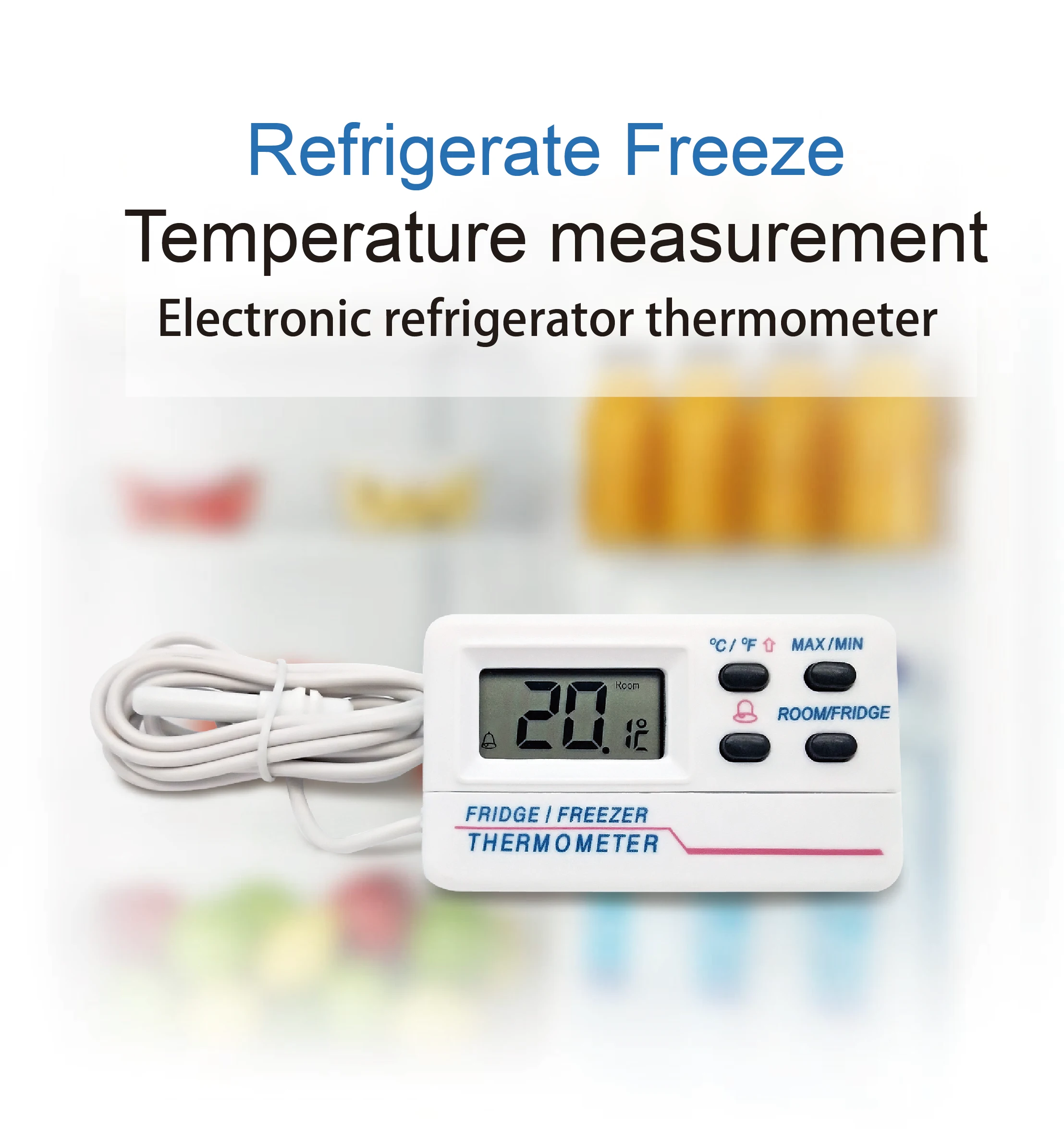 Thermometer Digital Refrigerator, Freezer, Freezer Magnetic Thermometer with Alarm Clock 6