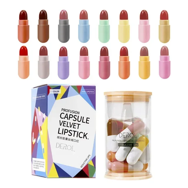 thumbnail image 1 of 16/18 Colors Capsule Lipstick Set Matte Waterproof Lip Glaze Set Novelty Lips Makeup DIY Sexy Red Easy Color Lipstick Lip Tint, 1 of 5