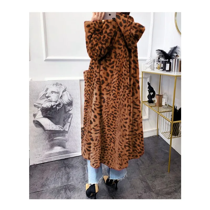 Luxury Brand Winter Long Fur Coat Women Warm Thick Faux Fur Jacket Hooded Chic Robe Buttons Long Sleeve Outerwear New