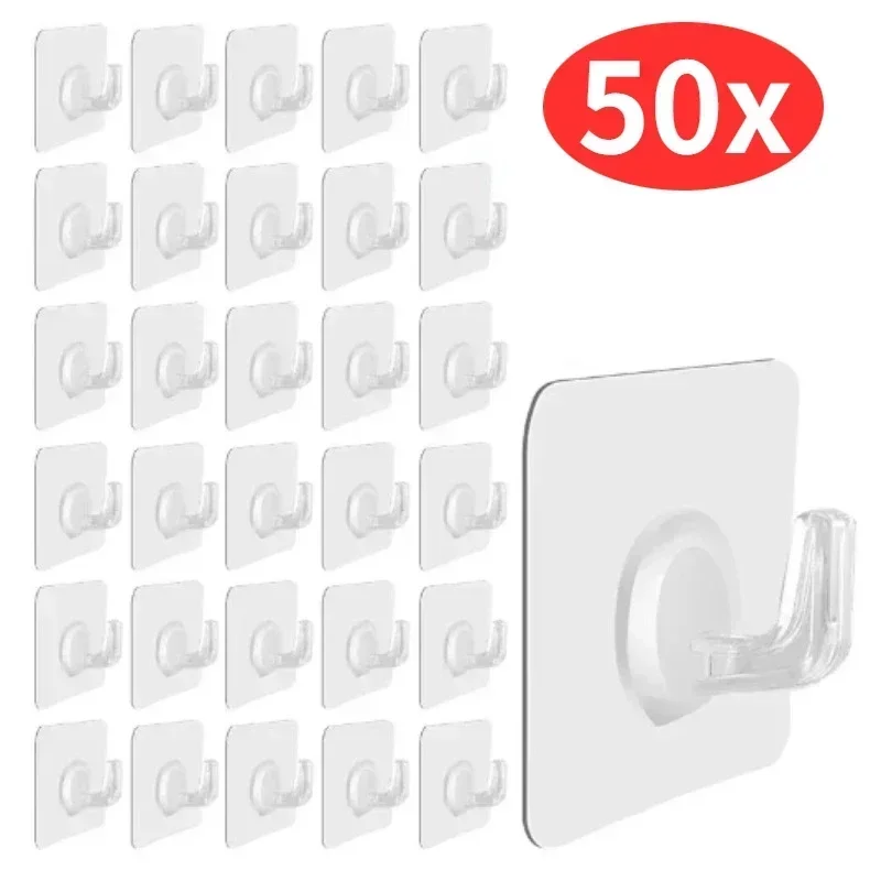Transparent Strong Self Adhesive Hooks Trackless Sticky Hooks Key Storage Hanger for Kitchen Bathroom Door Wall Multi-Function 1