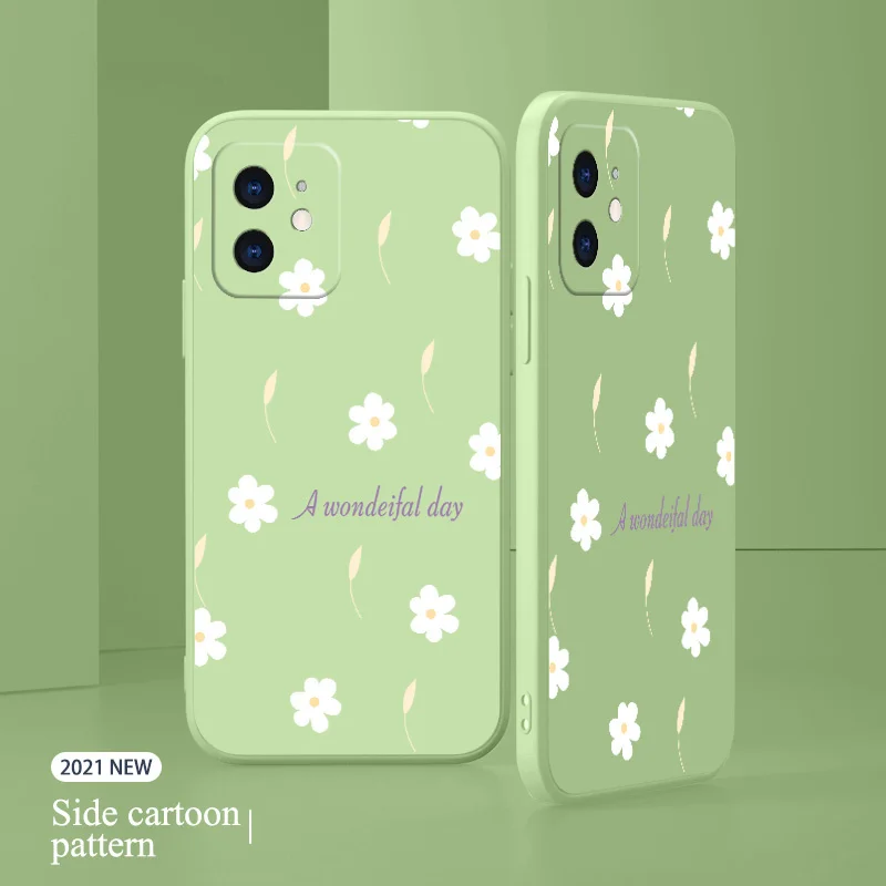 Literary Flowers Case For iPhone 11 13 Pro Max Mini 11 Pro Max X XR XS MAX SE2020 8 7 Plus 6 6S Plus Soft Silicone Phone Cover belt pouch for mobile phone Cases & Covers