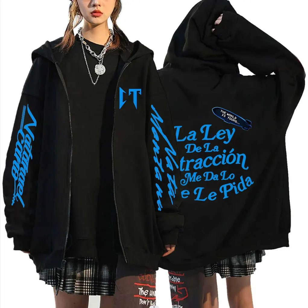 

Singer Natanael Cano Corridos Tumbados La Ley De La Atraccion Me Da Lo Que Le Pida Zipper Hoodie Men Women Hip Hop Zip Up Coat