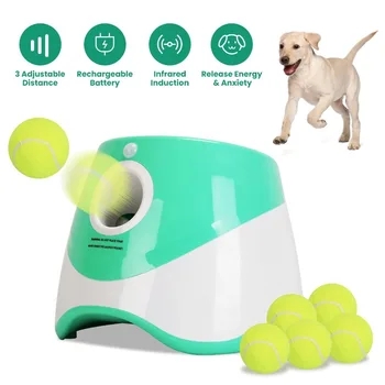 Automatic Dog Ball Launcher Included 6 Tennis Balls Dog With 3 Adjustable Launch Distance Interactive Ball Thrower Fetch Machin 1