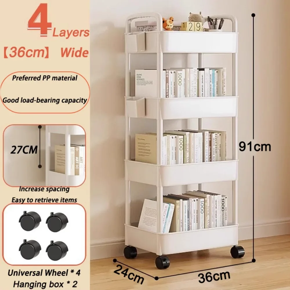 Mobile Storage Rack Kitchen Organizers Trolley Gap Rolling Toys Cart Living Room Snacks Shelf With Wheels Muti-Tier Bookshelf 6