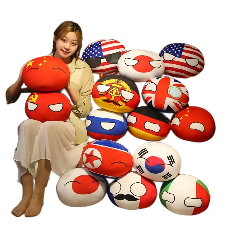 10/30/40cm Country Ball Toy Plush Pendant Polandball Plush Doll Countryball USSR USA FRANCE RUSSIA UK JAPAN GERMANY ITALY Decor funny30cm countryballs plush toy polandball plush pillow russian germany italy u k ukraine japan france united states