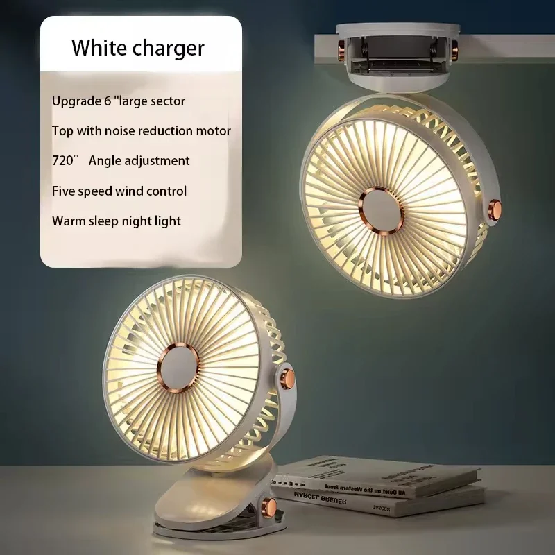 Xiaomi 8000mAh Clip Electric Fan 5 Speed Quiet Rechargeable Desktop Portable Air Circulator Wireless Fan With LED Light Camping 3