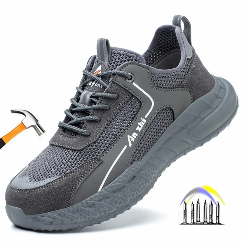 

light Safety Shoes Steel Toe Boots man Work Safety Sneakers men Anti-smash Anti puncture Indestructible Shoes Protective Shoes