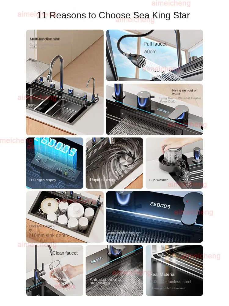 Neptune Star Whale Rain Vegetable Washing Basin Large Single Slot Thickened 304 Stainless Steel Sink Kitchen Household Dish Sink 5