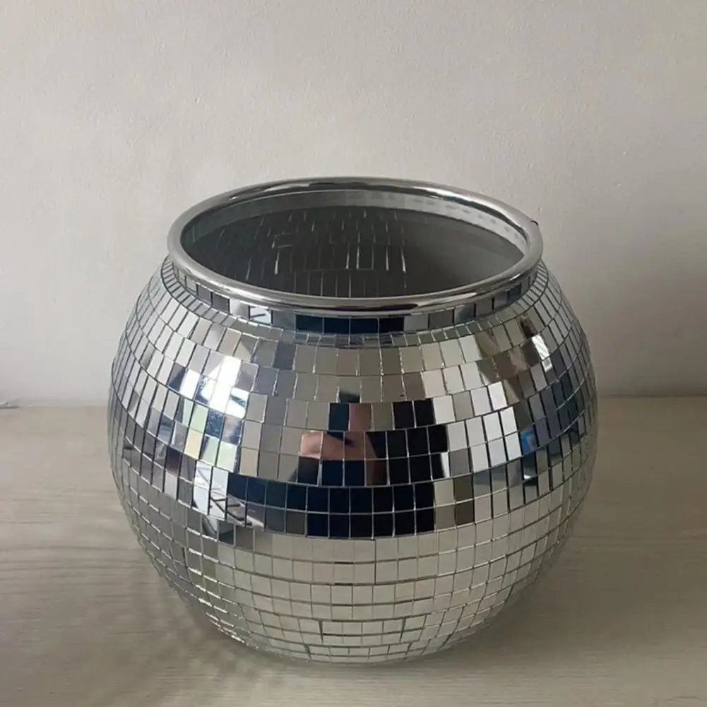 Flash Ice Bucket Disco Ball Shape Prism Load Bearing Large Capacity Cold Resistant Glass Mirror Disco Ice Bucket Party Supply
