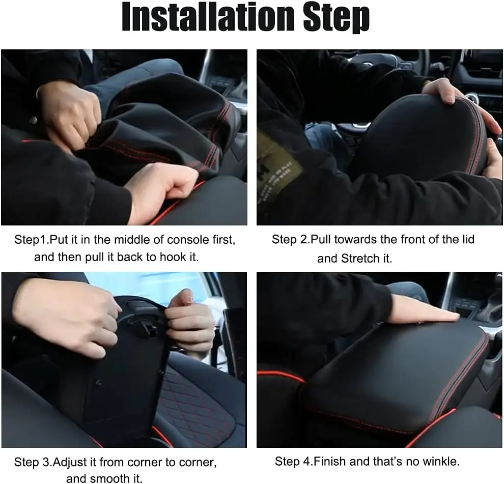 Premium Leather Armrest Cover for Car Console Storage Lid Protection
