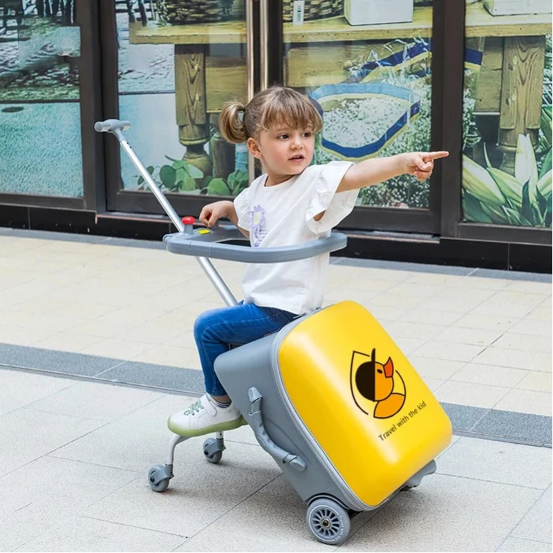 Fashion Cute Pony Cartoon Trolley Case Sit Travel bags for Children 24" Rolling Luggage Spinner Suitcase Wheels Yellow Duck 20"