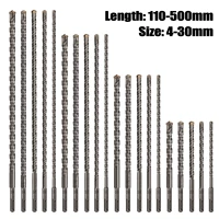 Perceuse à percussion électrique croisée étendue 110-500mm SDS Plus à travers le mur en alliage dur de béton renforcé foret à percussion à quatre lames 6