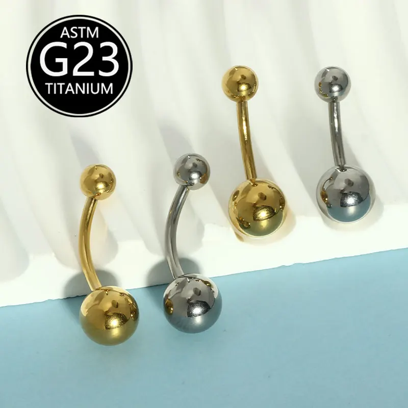 1pc 14G Length G23 Titanium Steel Ball Barbell Sexy Ball Belly Ring Navel Piercing Women Men Button Ring Body Jewelry