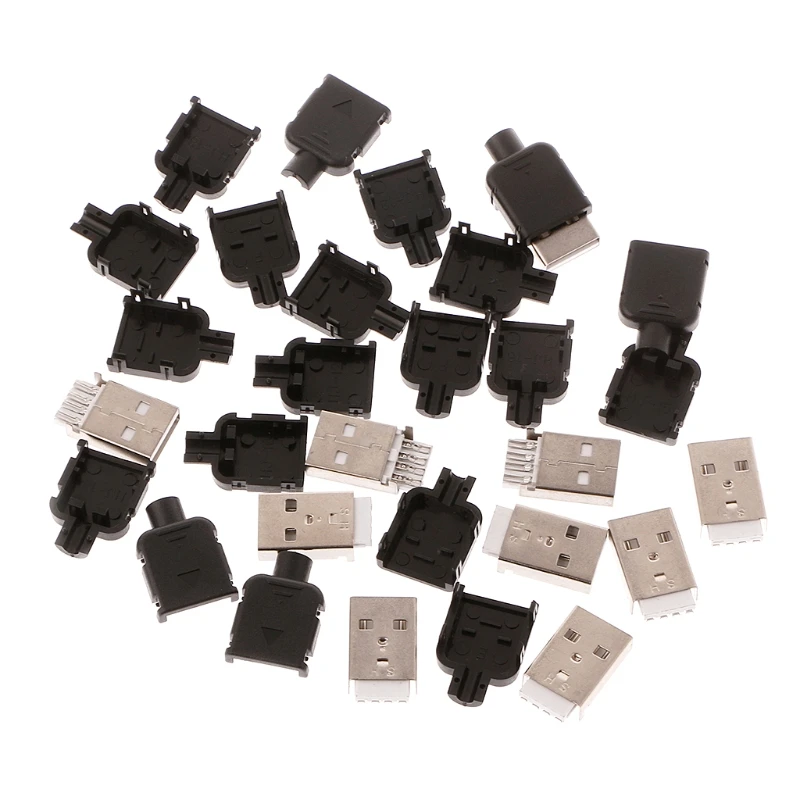 

10Sets Type A USB 4 Pin Male Socket Connector Plug Termination Plastic for S