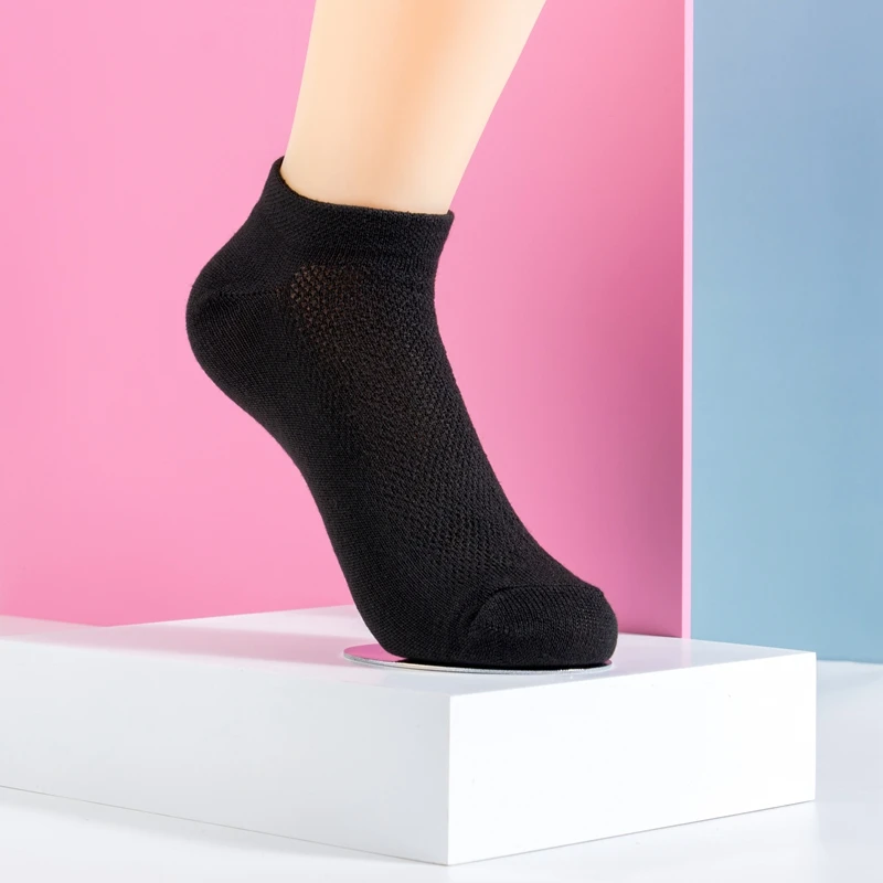 5Pairs/Lot Women‘s Summer Breathable Socks Solid Color Comfortable Soft Cotton Unisex Ankle White Black Sock