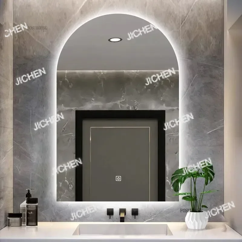 กระจกห้องน้ำทรงโค้ง HS Arched Smart Bath Mirror พร้อมไฟ LED สำหรับแต่งตัว ติดผนัง ใช้ในบ้าน รูปทรงครึ่งวงกลม เหมาะสำหรับร้านทำผม 1