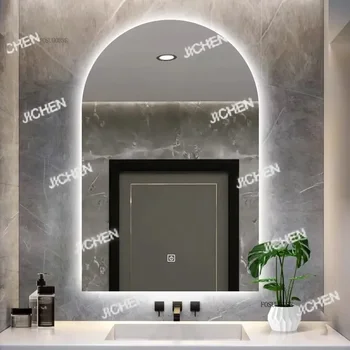 กระจกห้องน้ำทรงโค้ง HS Arched Smart Bath Mirror พร้อมไฟ LED สำหรับแต่งตัว ติดผนัง ใช้ในบ้าน รูปทรงครึ่งวงกลม เหมาะสำหรับร้านทำผม 1