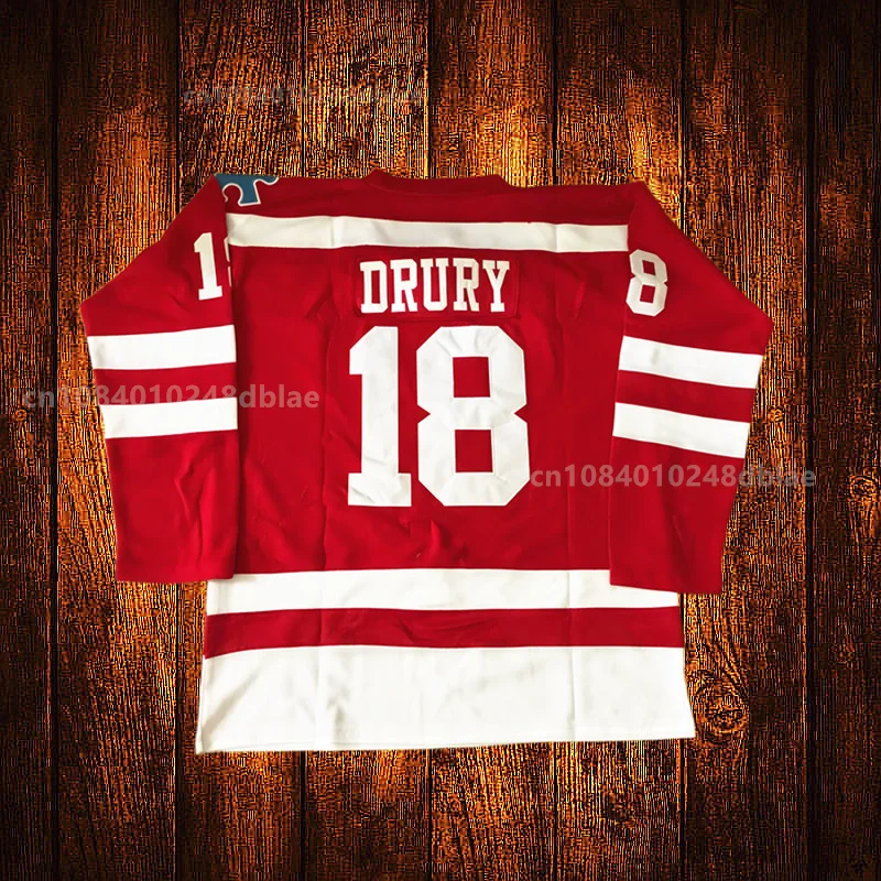 Vintage BOSTON UNIVERSITY 18 Drury Embroidery Stitched ice Hockey Jersey Youth Kids Adult Any Size And name
