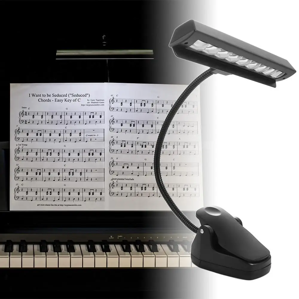 9 LED Lamp Clip on Book Light Black Eye Caring Piano Music Stand Lamp Portable Adjustable Players Studio Practice Light 4