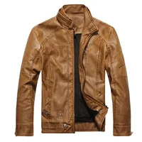 Motorcycle Thickened Leather Coat Men Winter Warm Man Leather CoatMens Plus Velvet Men Moto Biker Riding Fleece Leather Jacket 1