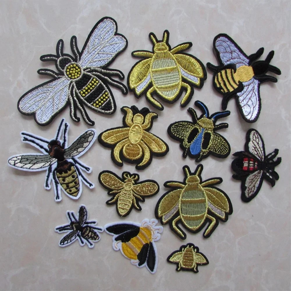 

fashion high quality Crown Bee Sewing Clothes Patch Iron On Embroidery Patches Hotfix Applique Motifs Sew On Garment Stickers