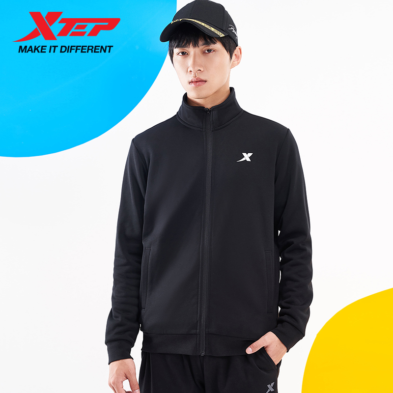 Xtep Sports Jacket Men's 2025 New Style Official Website Genuine Casual Knitted Stand Up Collar Cardigan Jacket 880429060153