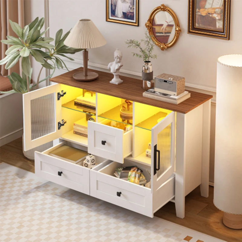 DrawerDresser cabinet,barcabinet,BuffetSideboard,StorageCabinet,Buffet Server Console Tablestorge,changhong glass door,White