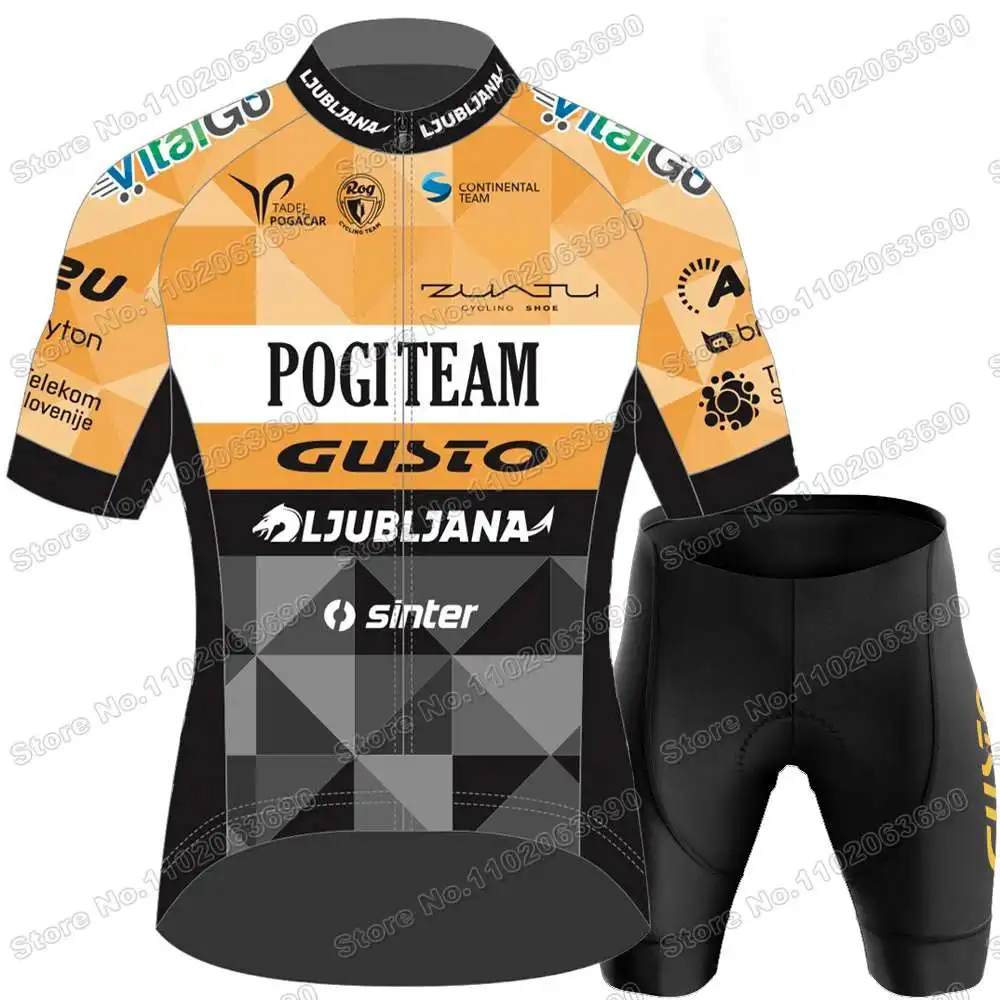 Pogi Team Gusto Ljubljana Cycling Jersey Set Summer Cycling Clothing Men Short Sleeve Kit Road Bike Shirt Suit Bib Shorts cycling jersey cycling shirt cycling suit cycling jersey set