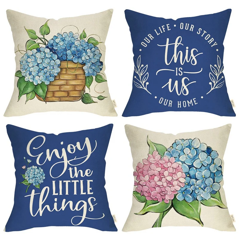 

18 X 18 Set Of 4 Spring Pillow Covers Spring Decorations Farmhouse Throw Pillows Home Decor Sofa Couch Cushion Case