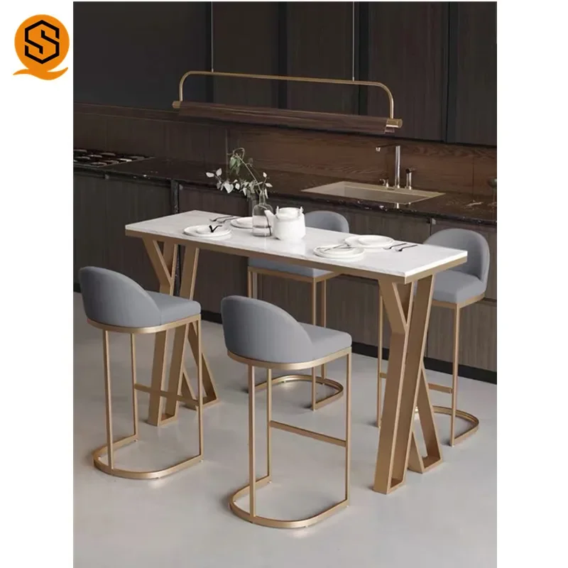 High Quality Modern Coffee Cafe Shop Furniture With Cushion High Counter Kitchen Restaurant Dining With Metal Bar Chair