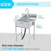 Freestanding Single Bowl Laundry Sink with Hot and Cold Water Plumbing Stainless Steel Sink 5